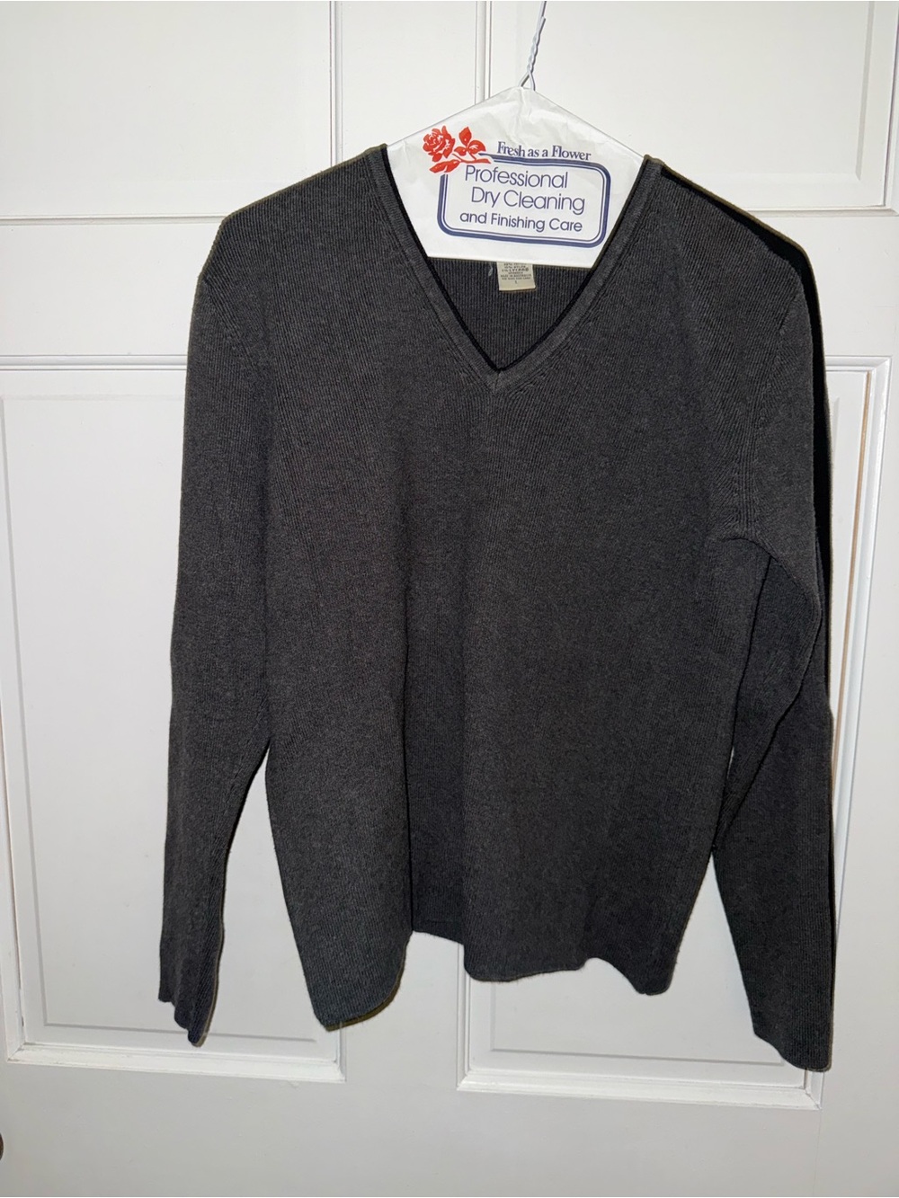 Eddie Bauer Men's Dark Charcoal V-Neck Sweater